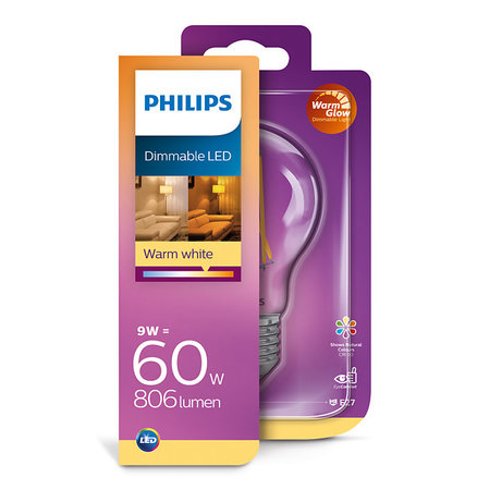 Philips LED Peerlamp WarmGlow E27 9W Dimbaar