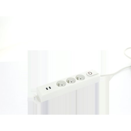 Profile Stekkerdoos 3x +2x USB Met Schakelaar En Kabel 1,5m Wit
