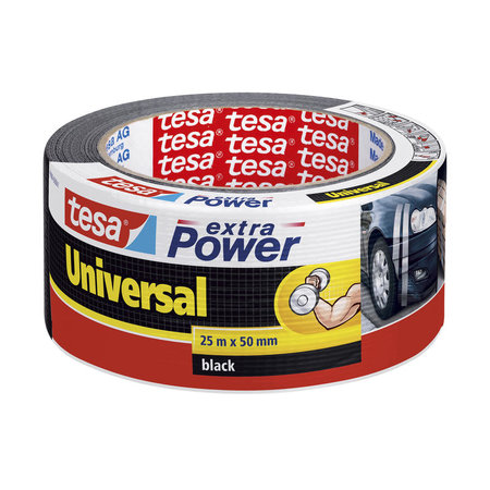 Tesa Extra Power Klustape Universeel Zwart 25m x 48mm