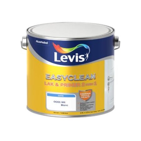 LEVIS LEVIS EasyClean 2-in-1 Lak en Primer Satin 2,5l Wit