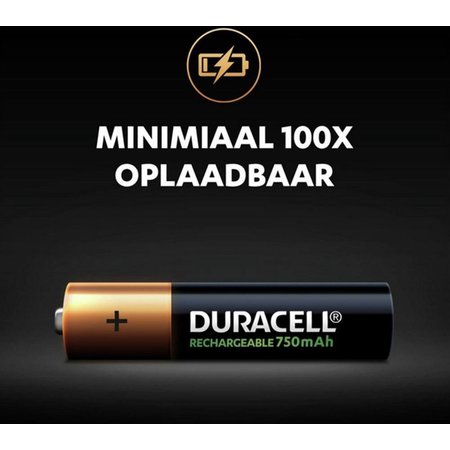 DURACELL Oplaadbare AAA-batterij 750mAh - 4 Stuks