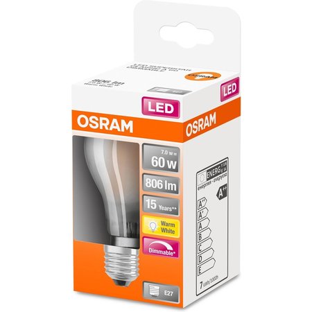 OSRAM Led-lamp Peer E27 7W Warmwit 2700K Mat Dimbaar