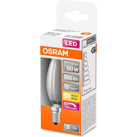 OSRAM Led-lamp Kaars E14 6.5W Warmwit 2700K Mat Dimbaar