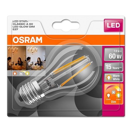 OSRAM Led-lamp Peer E27 7W Warmwit 2700K Helder Dimbaar