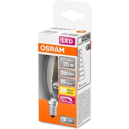 OSRAM Led-lamp Kaars E14 2,8W Warmwit 2700K Helder Dimbaar