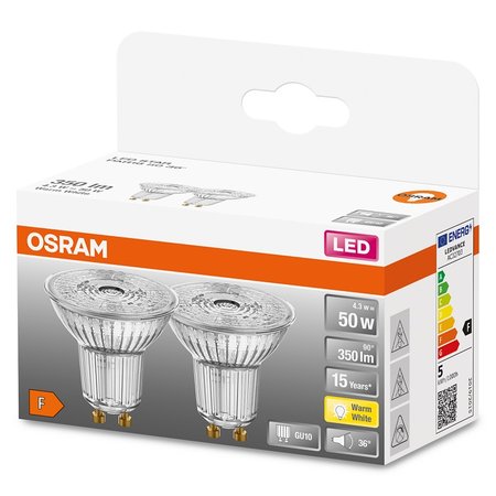 OSRAM Led-lamp GU10 Reflector 4.3W Warmwit 2700K Helder - 3 Stuks