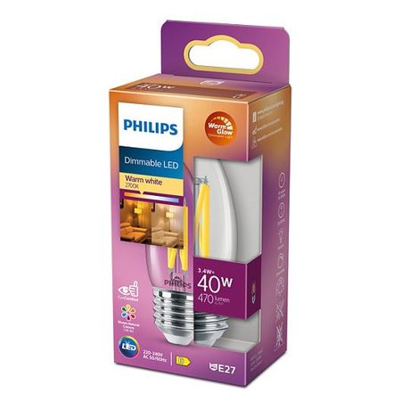 Philips E27 Classic Kaarslamp 3.4W Warm Wit