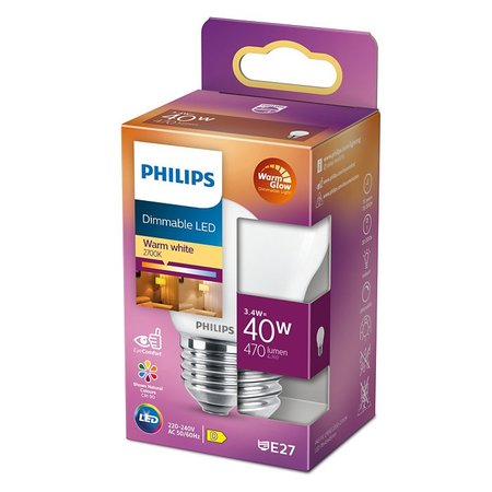Philips E27 Classic Peerlamp 3.4W Warm Wit
