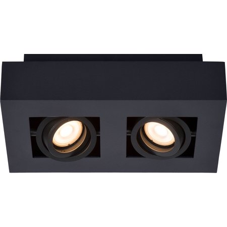 LUCIDE Plafondspot Xirax LED Dim to warm - GU10 - 2x5W 3000K/2200K - Zwart