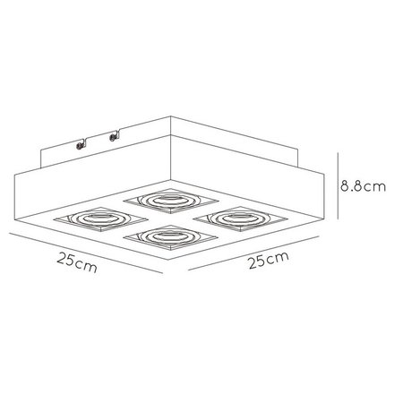 LUCIDE Plafondspot Xirax LED Dim to warm - GU10 - 4x5W 3000K/2200K - Zwart