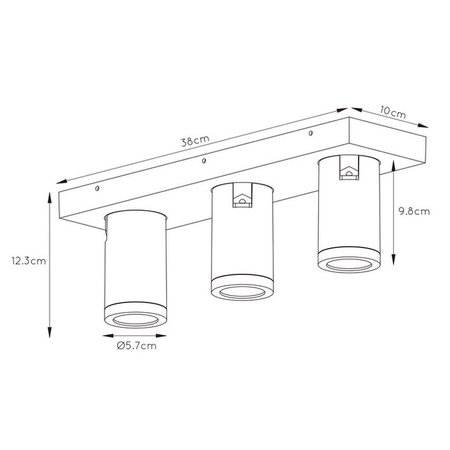 LUCIDE Plafondspot Taylor LED Dim to warm - GU10 - 3x5W Warm Licht - Zwart