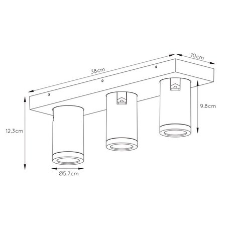 LUCIDE Plafondspot Taylor LED Dim to warm - GU10 - 3x5W Warm Licht - Wit