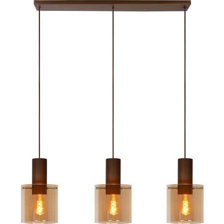 LUCIDE Hanglamp Toledo -100cm - 3xE27 - Amber