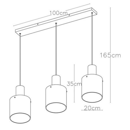 LUCIDE Hanglamp Toledo -100cm - 3xE27 - Amber