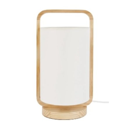 LEITMOTIV Tafellamp Snap - Hout met Witte Schaduw - Ø15,5x22cm