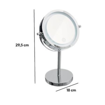 5FIVE Spiegel met LED-Voet 19 cm, Chroom Metaal