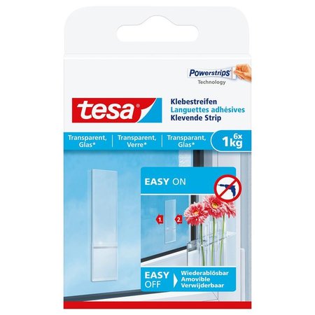 Tesa Powerstrips 8x Transparant Glas 1KG