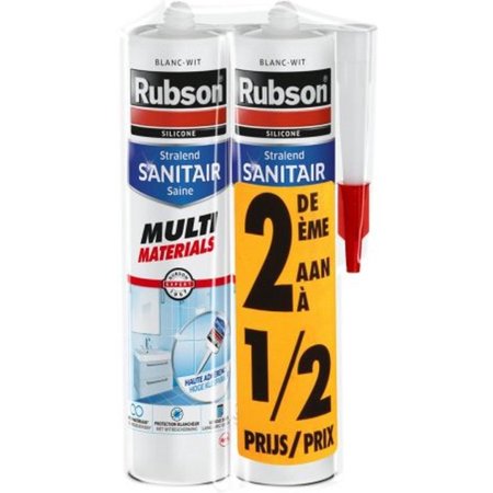 RUBSON Silicone Sanitair Multi Materials, 2x280ml Wit