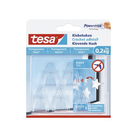 Tesa Powerstrips Kleefhaken 5x Transparant Glas 0,2kg