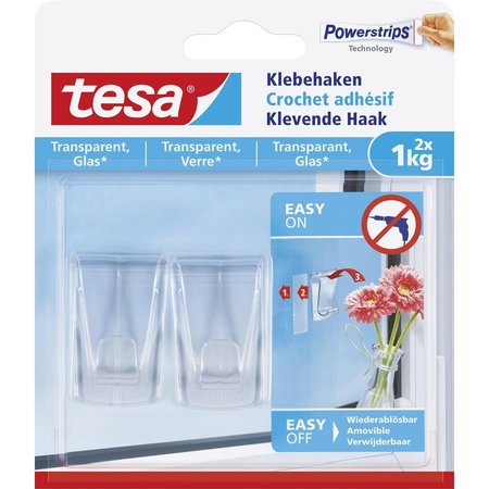 Tesa Powerstrips Kleefhaken 2x Transparant Glas 1kg