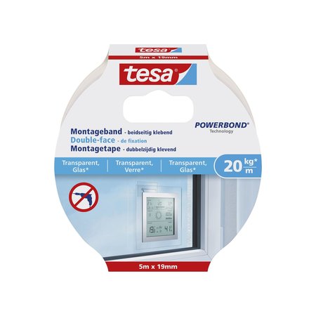 Tesa Powerbond Dubbelzijdige Montagetape Transparant 5m x 19mm