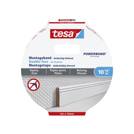 Tesa Powerbond Dubbelzijdige Montagetape Voor Papier En Behang 5m x 19mm