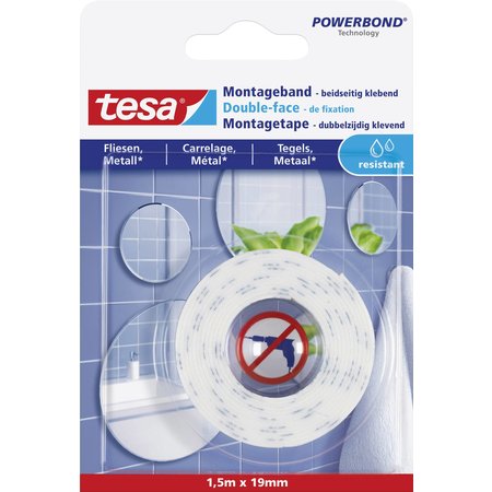 Tesa Powerbond Dubbelzijdige Montagetape Waterproof 1,5m x 19mm