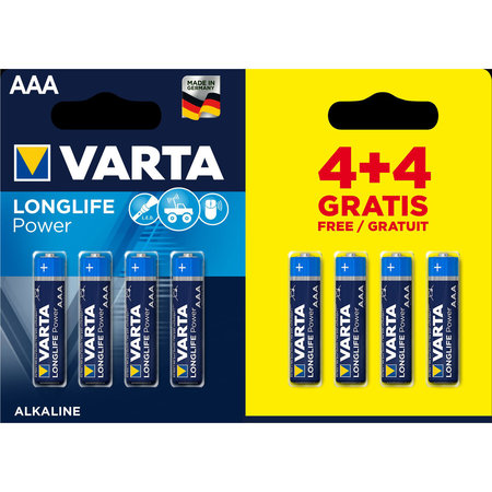 VARTA Longlife Power AAA batterijen, 4+4 Gratis