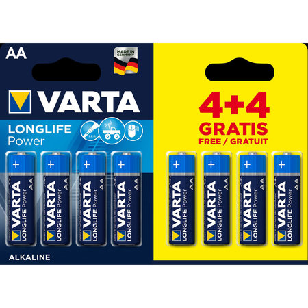 VARTA Longlife Power AA batterijen, 4+4 Gratis