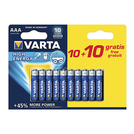 VARTA Longlife Power AAA batterijen, 10+10 Gratis