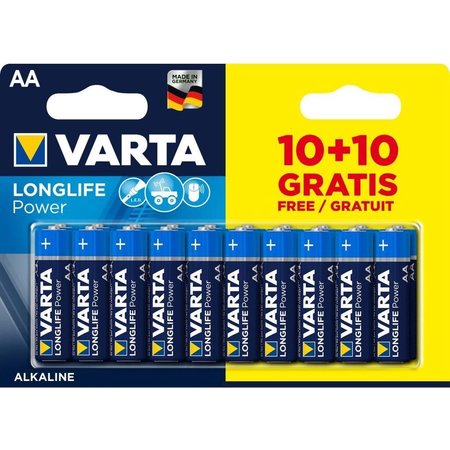 VARTA Longlife Power AA batterijen, 10+10 Gratis