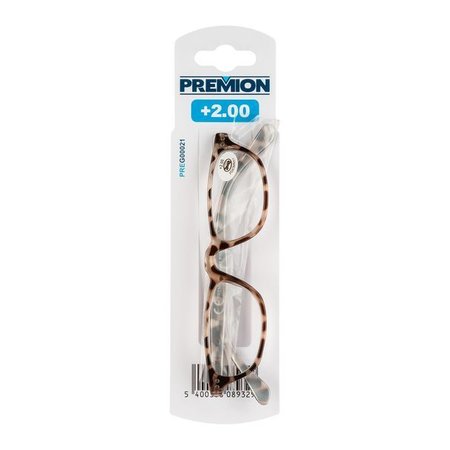 PREMION Leesbril Model 2, Bruin/Grijs, Sterkte +2.00