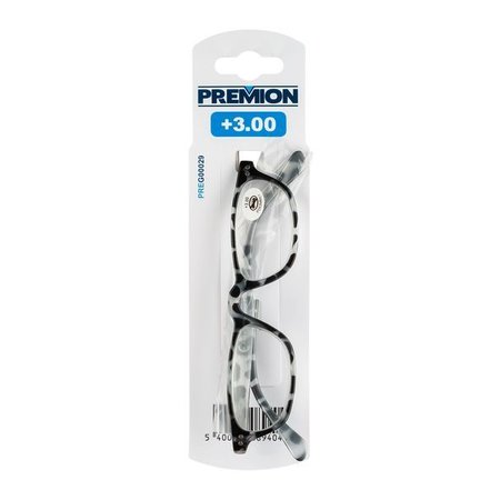 PREMION Leesbril Model 2, Zwart/Grijs, Sterkte +3.00
