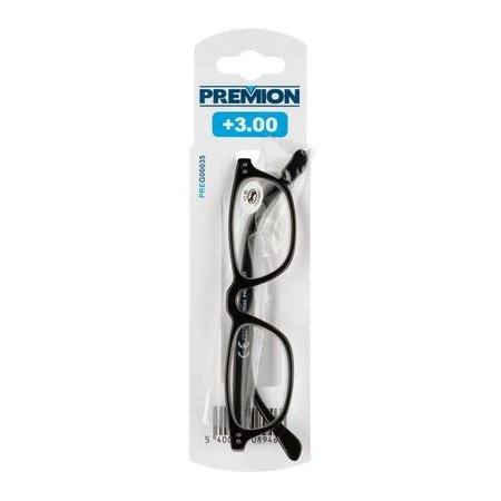 PREMION Leesbril Model 2, Zwart, Sterkte +3.00