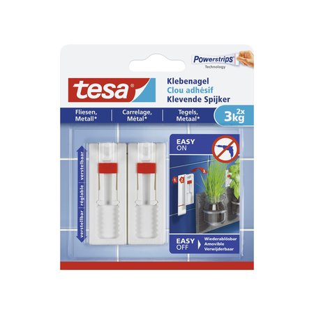 Tesa Powerstrips 2x Verstelbare Klevende Spijker Tegels & Metaal 3kg
