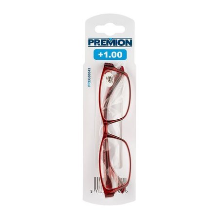 PREMION Leesbril Model 3, Rood/Zwart, Sterkte +1.00