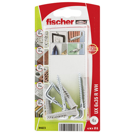 Fischer 4x Plug + Rechte Haak UX 6x35 - 94623