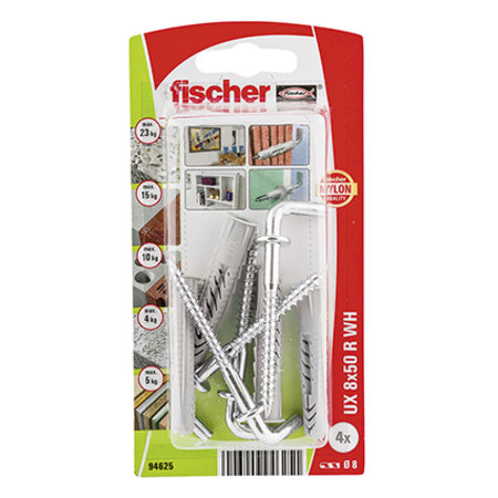 Fischer 4x Plug + Rechte Haak UX 8x50 - 94625
