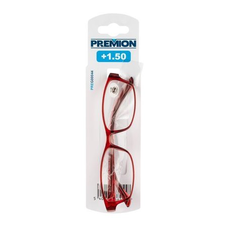 PREMION Leesbril Model 3, Rood/Zwart, Sterkte +1.50