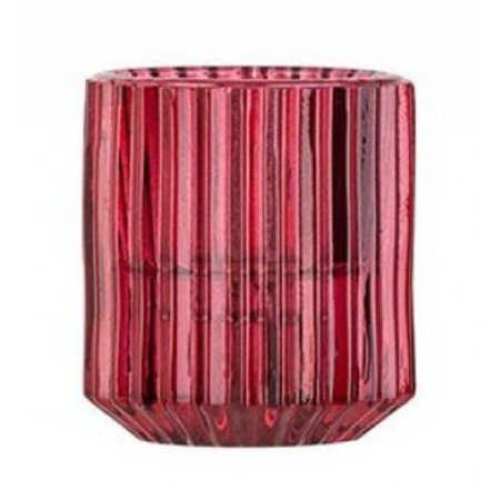 COSY & HOME Theelichthouder Rood 6x6xh6cm Glas