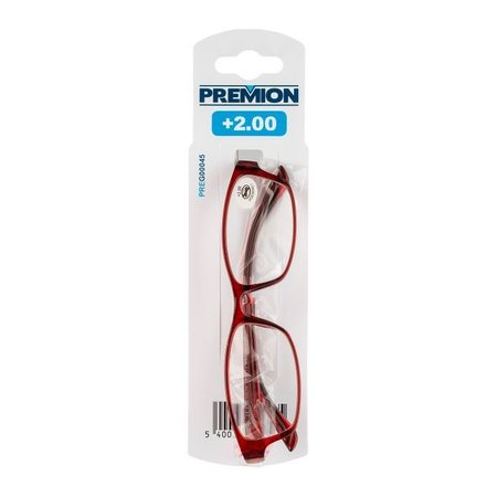 PREMION Leesbril Model 3, Rood/Zwart, Sterkte +2.00