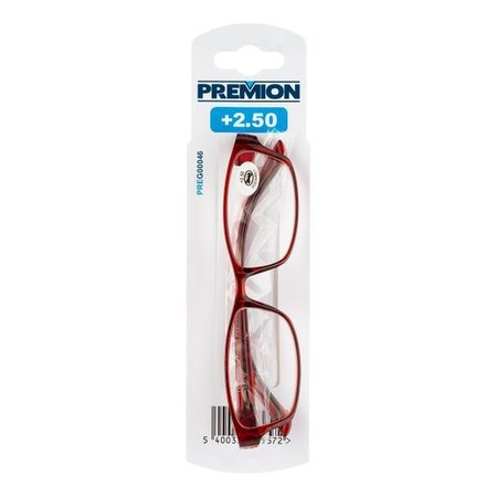 PREMION Leesbril Model 3, Rood/Zwart, Sterkte +2.50