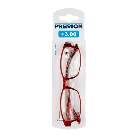 PREMION Leesbril Model 3, Rood/Zwart, Sterkte +3.00