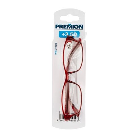 PREMION Leesbril Model 3, Rood/Zwart, Sterkte +3.50