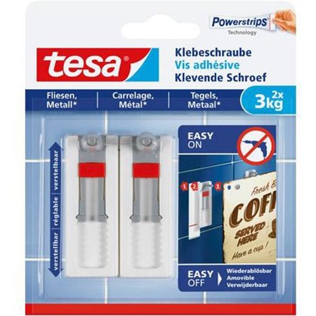 Tesa Powerstrips 2x Verstelbare Klevende Schroef Tegels & Metaal 3kg