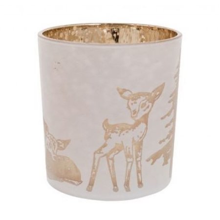 COSY & HOME Theelichthouder Bambi Copper Wit 7x7xh8cm Glas