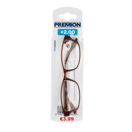 PREMION Leesbril Model 3, Bruin/Zwart, Sterkte +2.50
