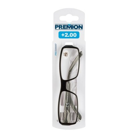 PREMION Leesbril Model 4, Zwart/Grijs, Sterkte +2.00