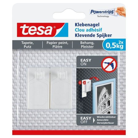Tesa Powerstrips Klevende Spijker 2x Behang & Pleisterwerk 0,5kg