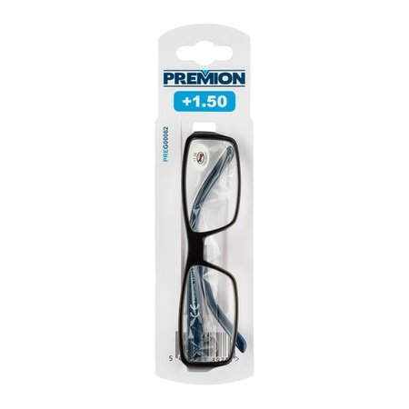 PREMION Leesbril Model 4, Zwart/Blauw, Sterkte +1.50